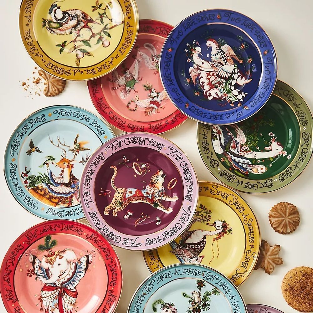 ❤️ Phannapast Taychamaythakool Twelve Days of Christmas Dessert Plates, Set of 4 - Picture 11 of 11
